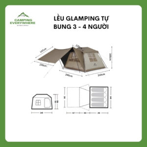 Lều Glamping tự bung 3 - 4 người (2)
