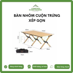 bàn nhôm cuộn trứng xếp gọn